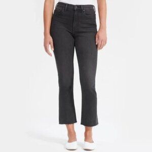 Everlane High Rise Kick Crop Skinny Frayed Hem Jeans in Washed Black